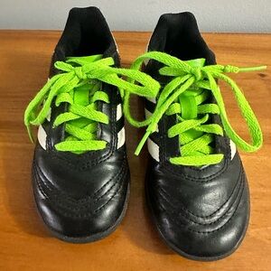ADIDAS Indoor Soccer Turf Shoes - Size Kids 11C withBright Green Laces